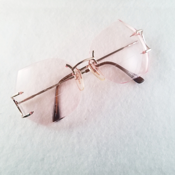 Vintage Accessories - Vintage Tura pink frameless cateye bifocal glasses